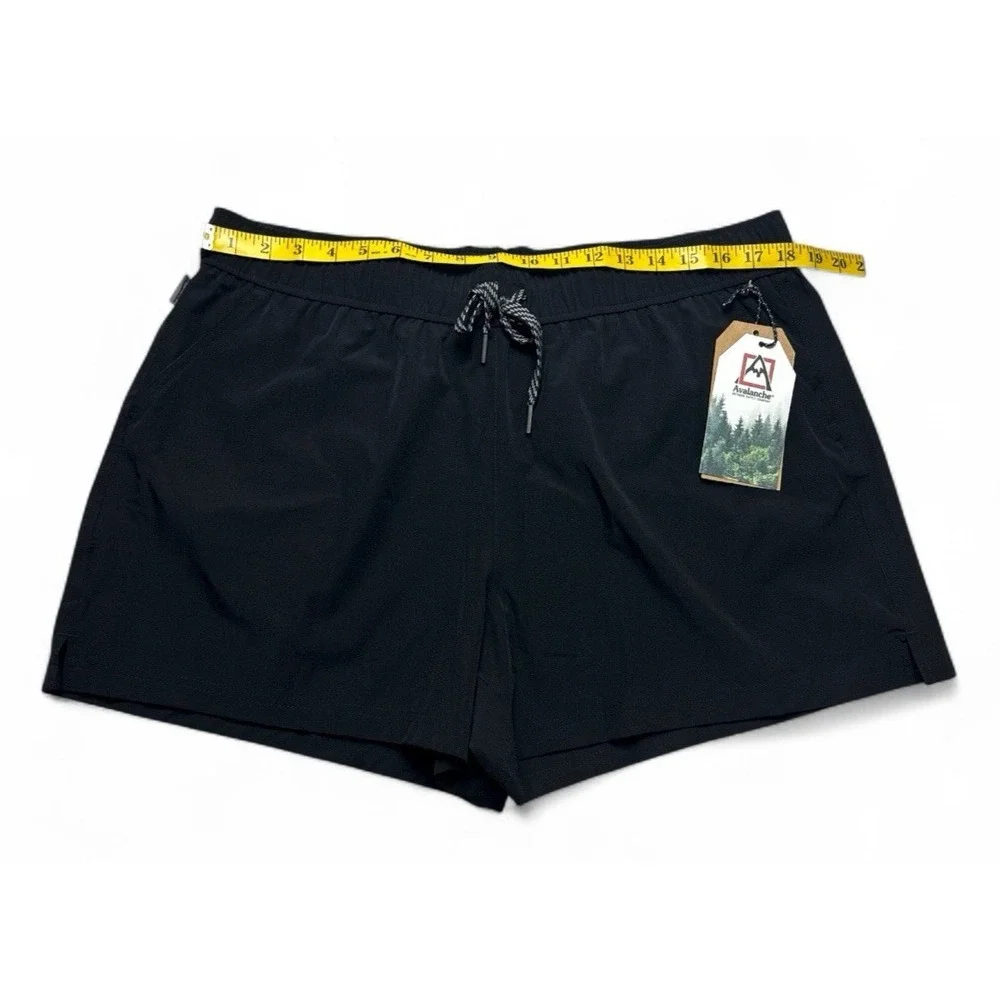 Avalanche Men's XL Hiking Shorts Black Ripstop 4-Way Stretch, UPF 30+, Reflectiv
